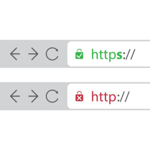 En side med SSL installaeret viser HTTPs i stedet for HTTP