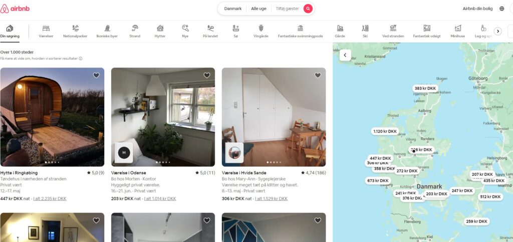 Udlejning af bolig på Airbnb