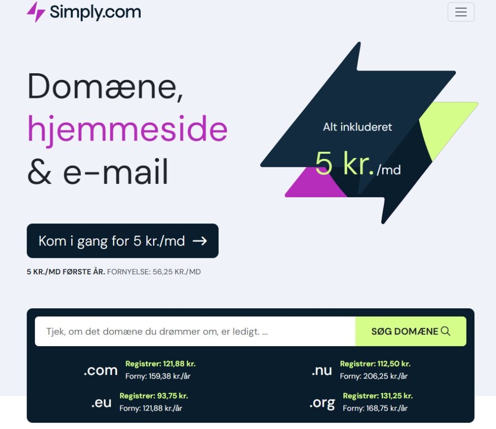 simply.com domæne pris