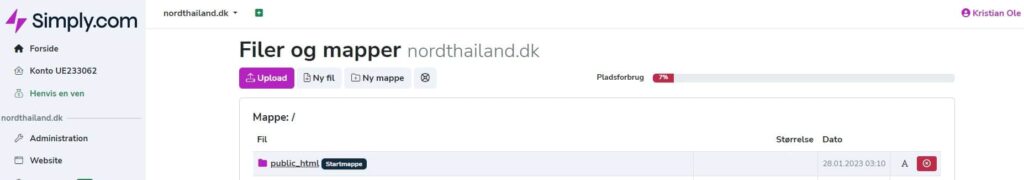 File Manager området hos Simply