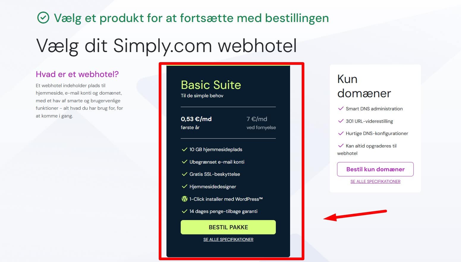 bestil basic suite til din hjemmeside