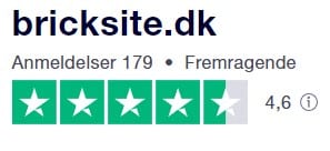 bricksite gratis hjemmeside score på Trustpilot
