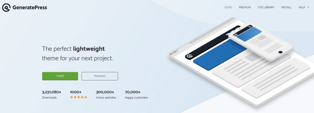 generatepress tema til wordpress hjemmeside