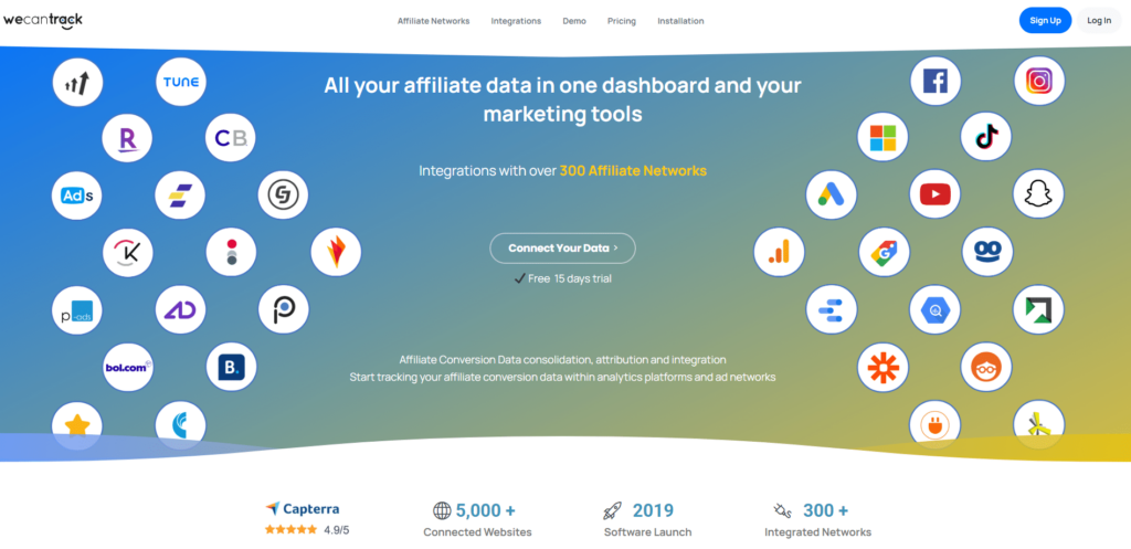 Affiliate dashboard: indtjening og klik-data overblik, mine 3 anbefalinger 2 Wecantrack - affiliate dashboard