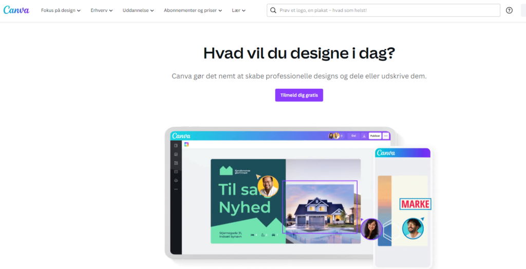 Brug Canva til billige billeder