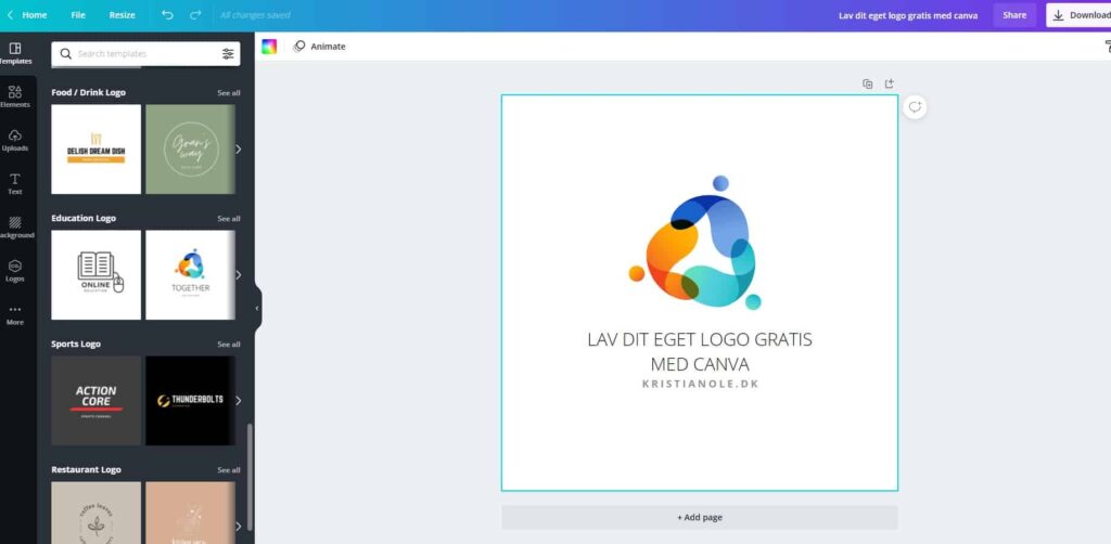 lav det eget logo gratis - eksempel på logo lavet med Canva