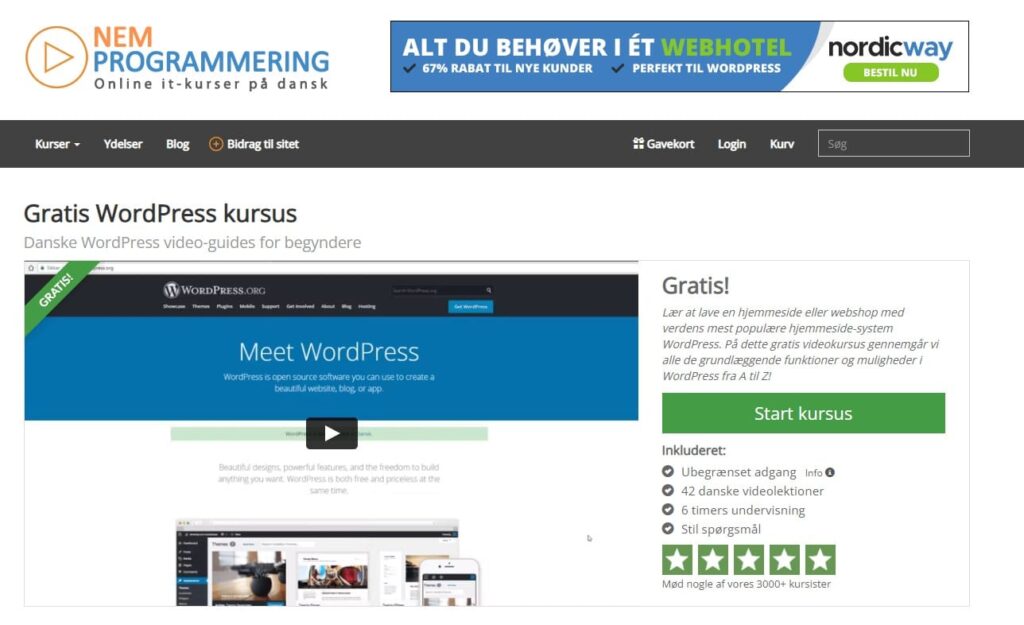 nemprogrammering - wordpress kurser - gratis