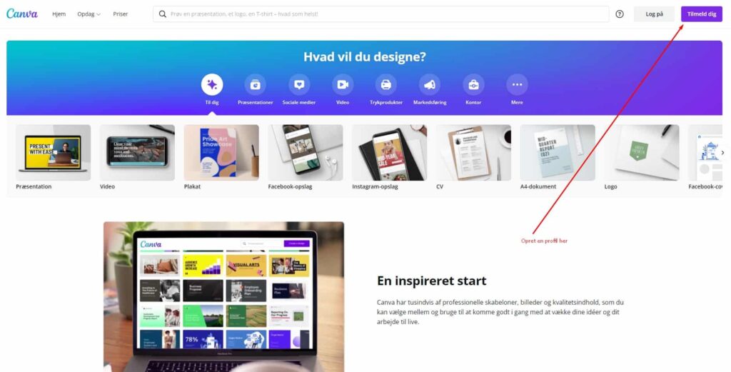 lav dit eget logo gratis med Canva - opret profil her
