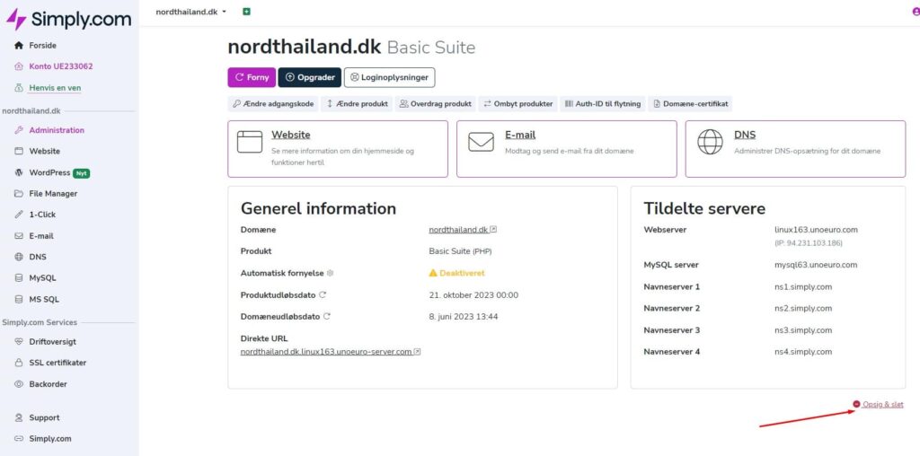 simply opsigelse - sådan opsiger du og sletter dit produkt