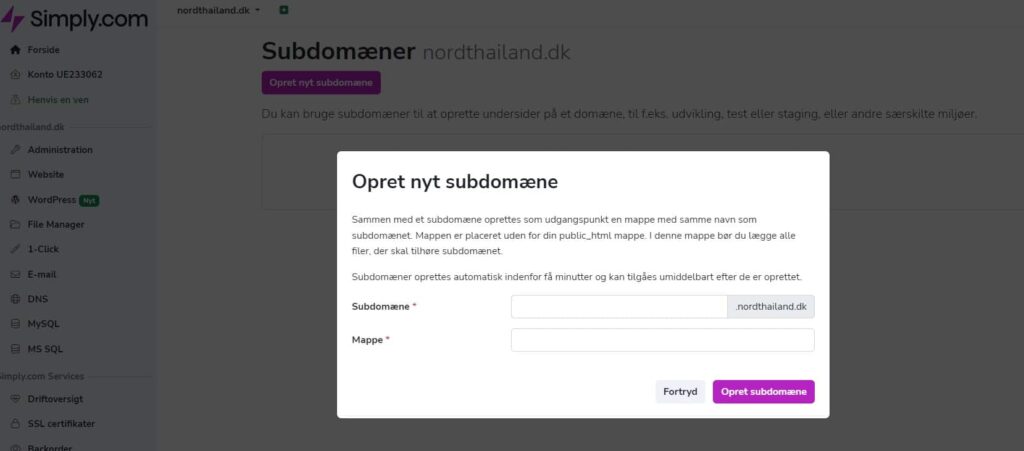 subdomæner hos Simply