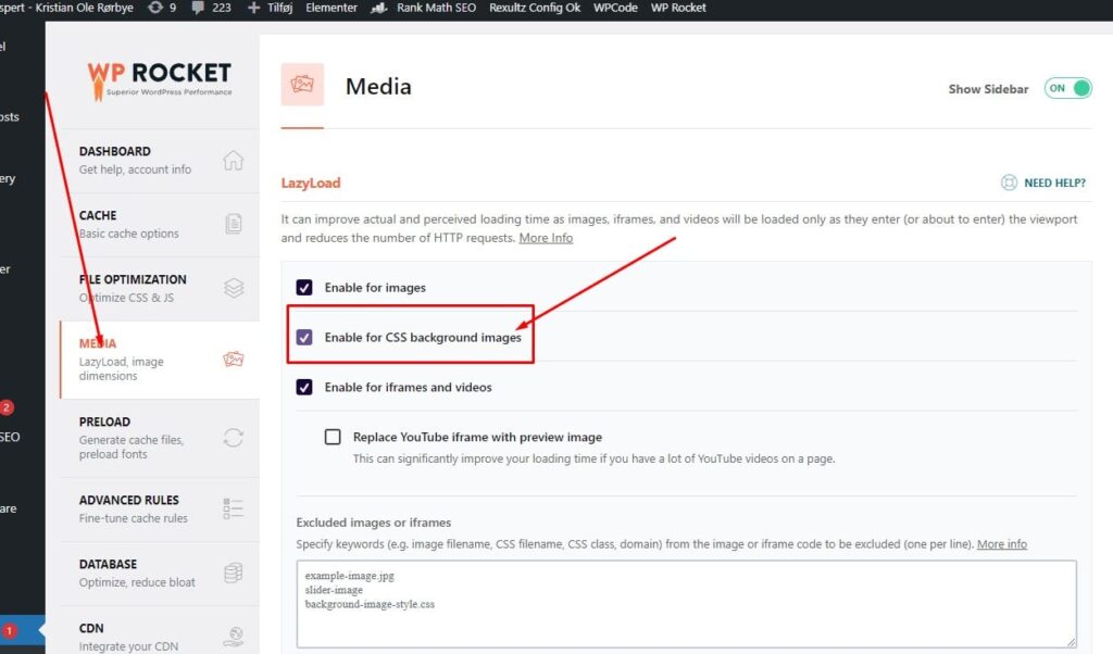 wp rocket 15 enable for css background images